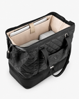 Black Weekender Bag interior with a laptop in the padded sleeve