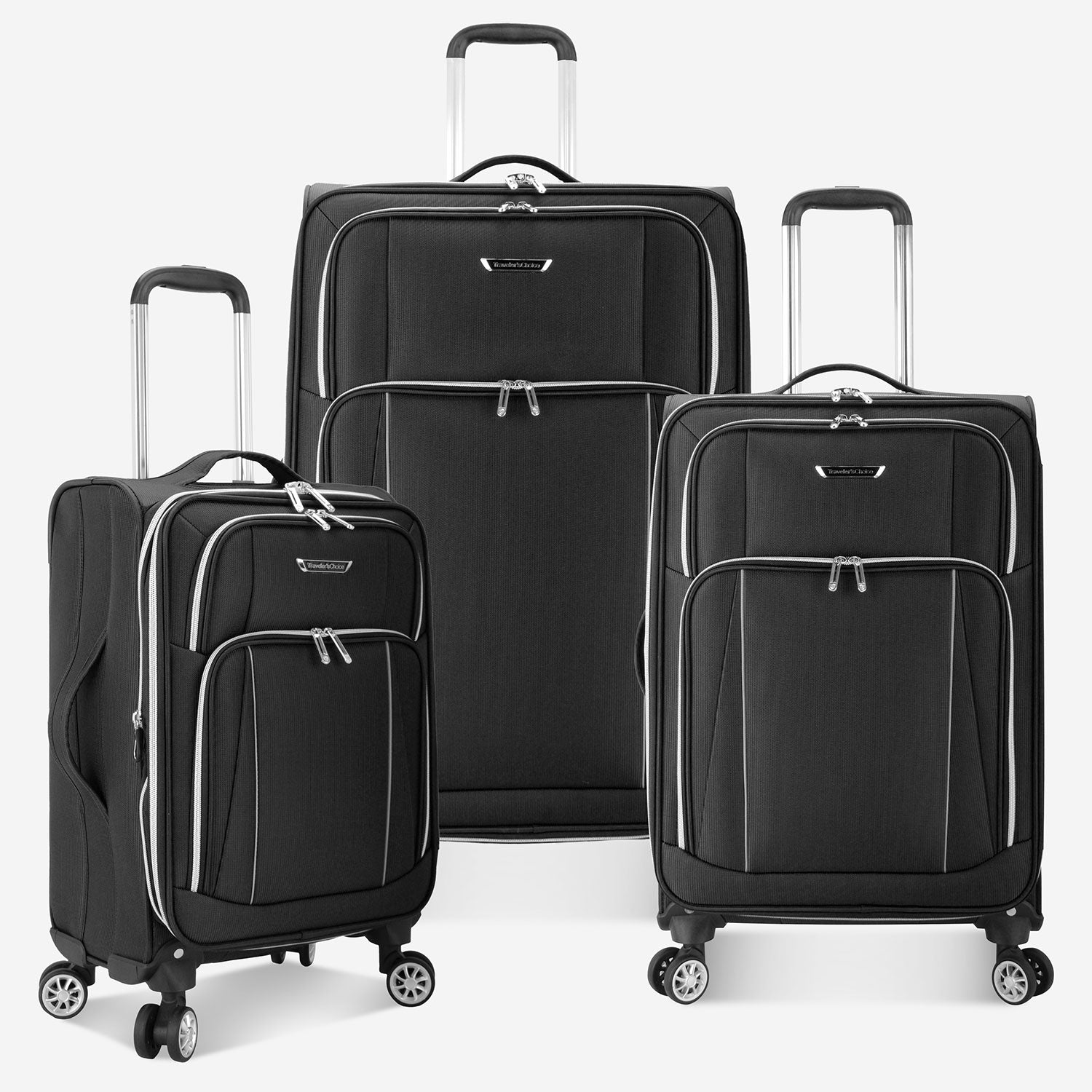 Black, Lares 3 Piece Spinner Luggage Set Black