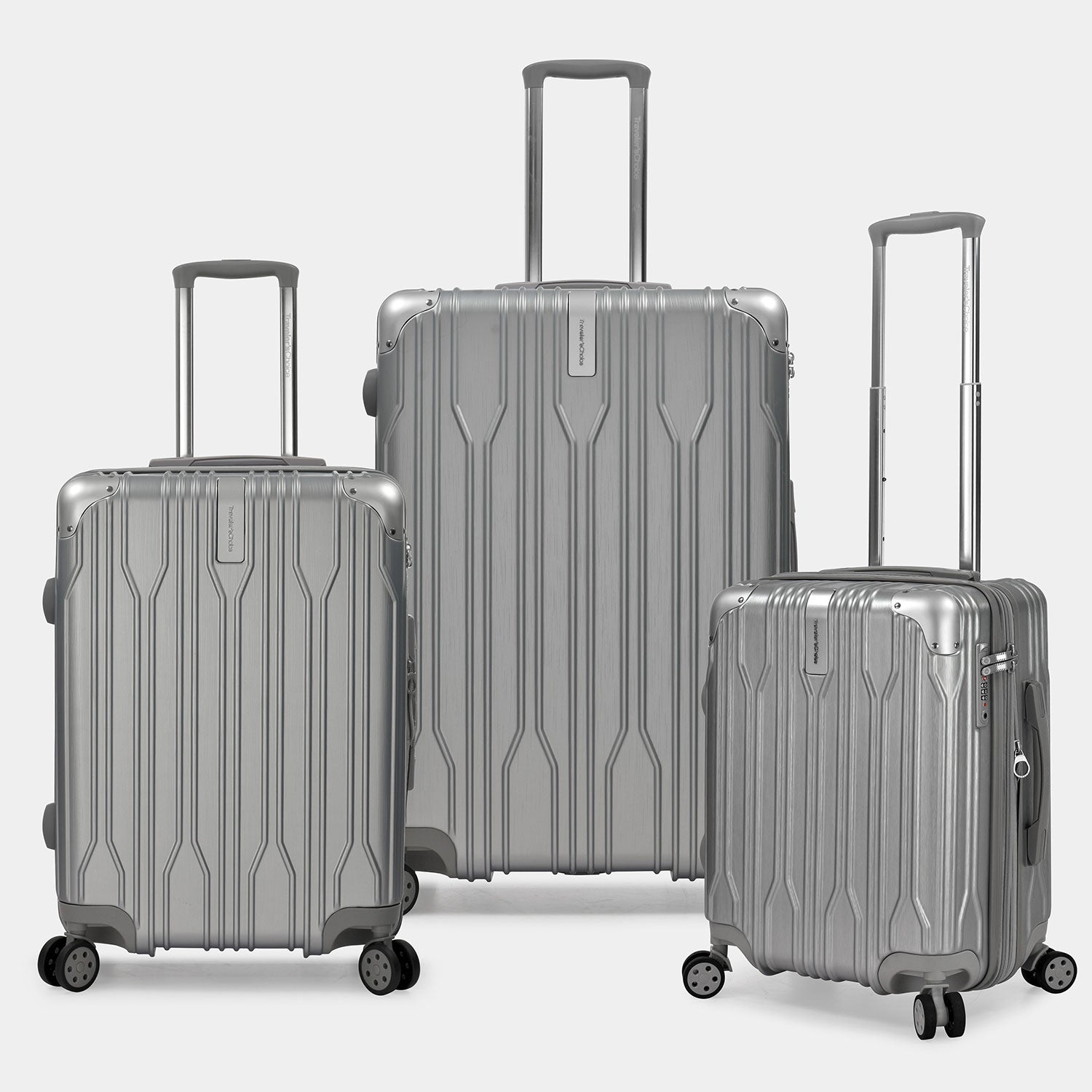 Traveler's Choice Bell Weather 3 Piece Expandable Spinner Luggage Set (Silver)