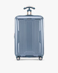 Teal hardshell medium checked suitcase shown from the front