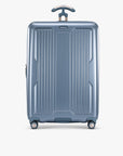 Front view of the Teal Ultimax II 30-inch large checked suitcase.
