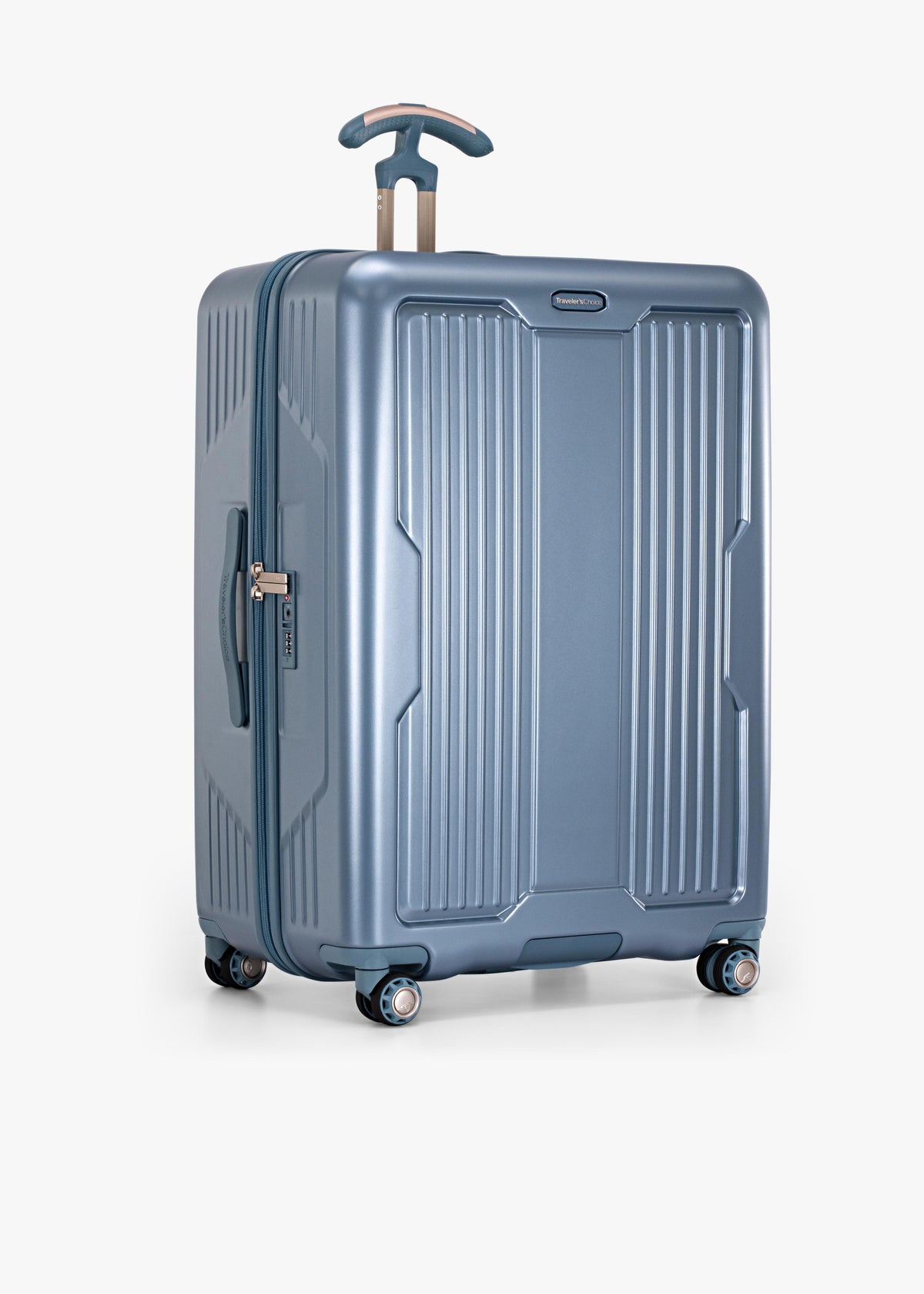 Teal Ultimax II 30-inch large checked suitcase at a three-quarter angle.