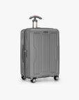 Gray Ultimax II 25-inch checked suitcase at a three-quarter angle.
