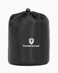 Black drawstring travel bag with the Traveler's Choice logo