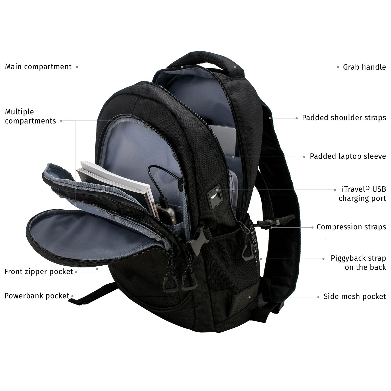 On the Go II Tech Backpack - USB Port & 15