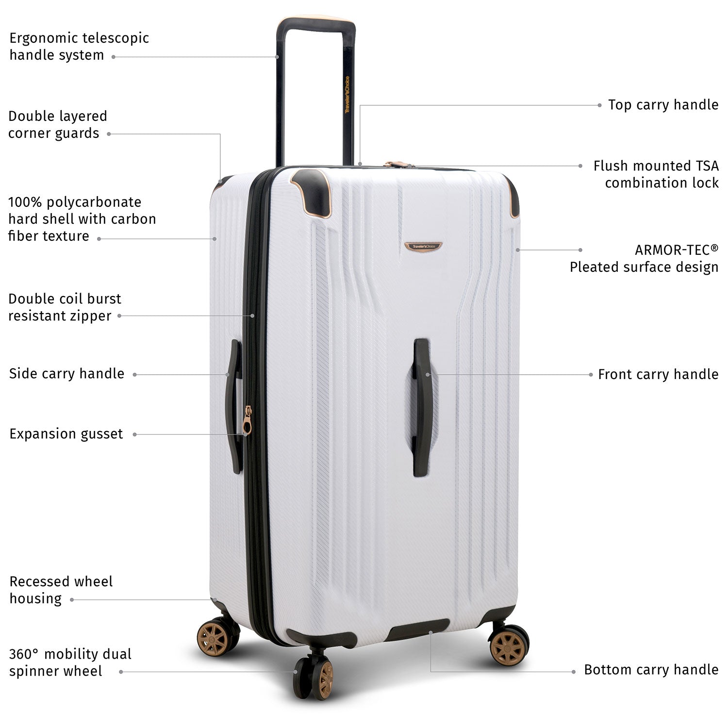 Continent Adventurer Large Trunk Luggage with 4 Spinner Wheels