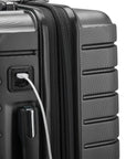 USB port connected to your portable charger inside your luggage to charge your personal devices.